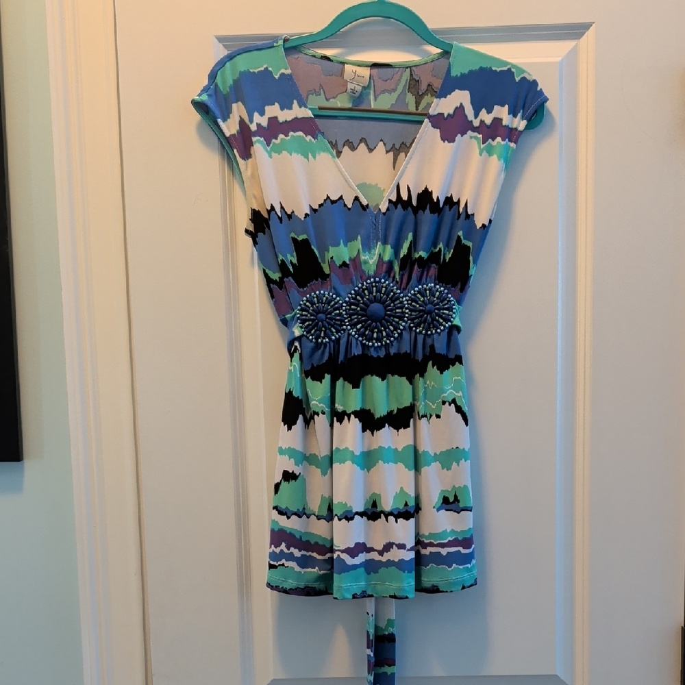 Vibrant Blue Patterned Women's Blouse